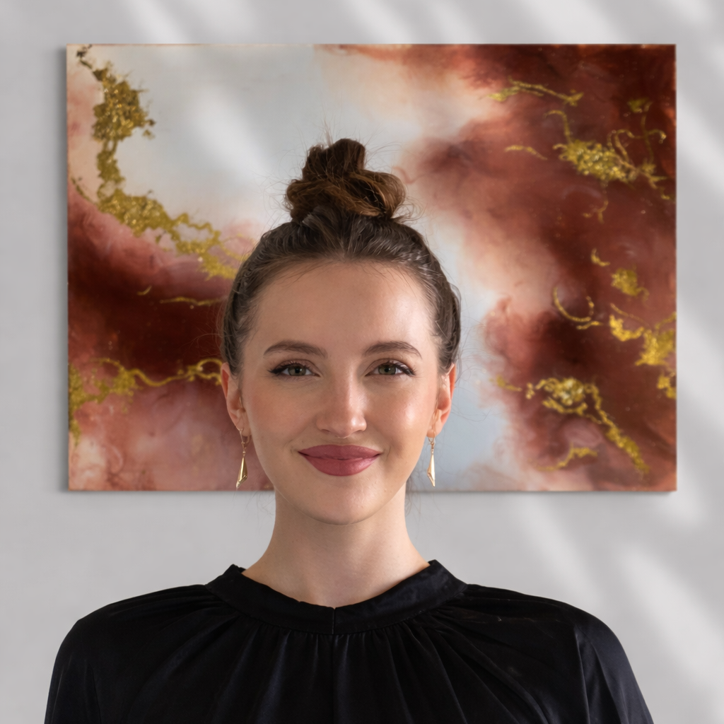 Portrait von Marcelina Wodzien - Art by Mari - Hintergrund : Golden Moment Acrylgemälde 